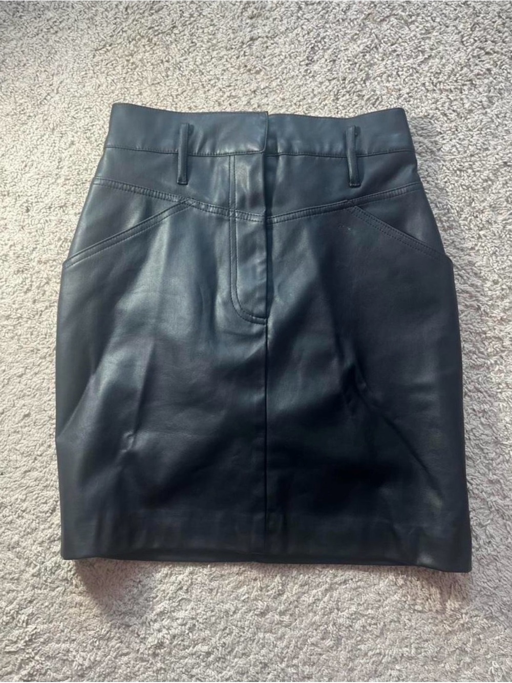 H&M Black Faux Leather High-Waist Pencil Skirt
